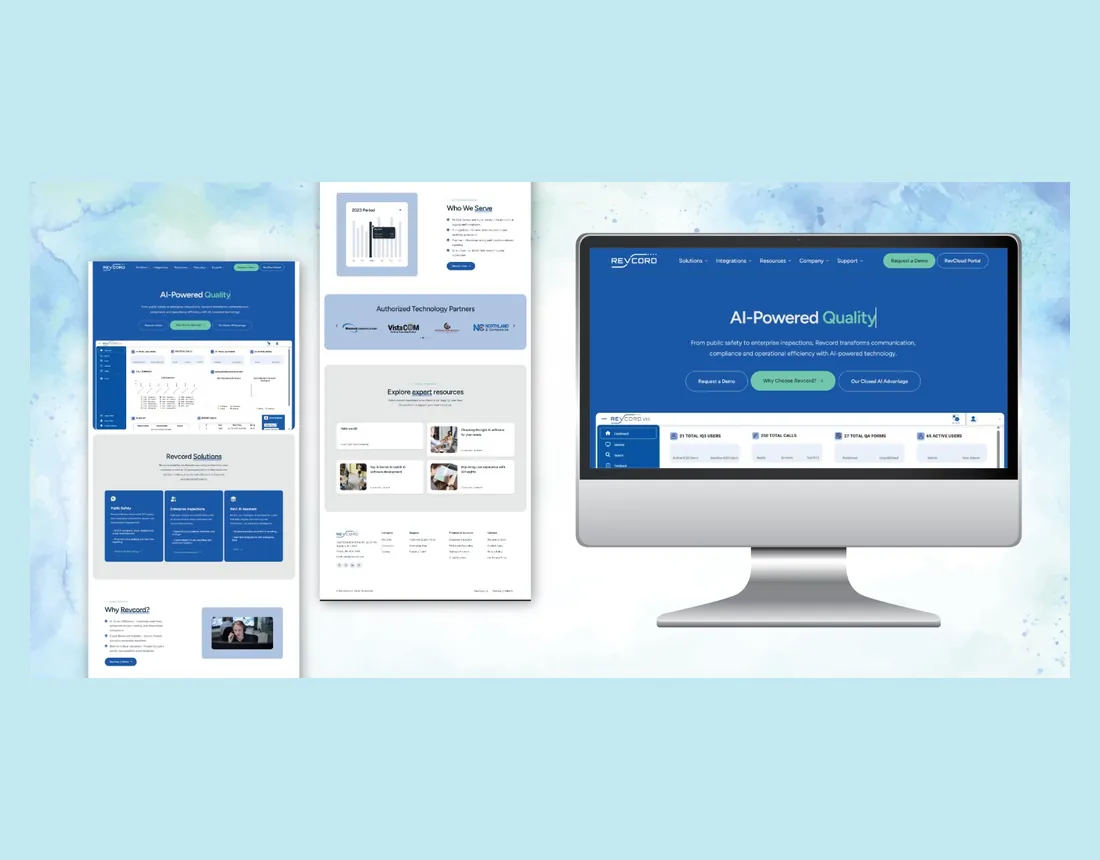 Homepage design for Revcord, shown on desktop with the full-length page
