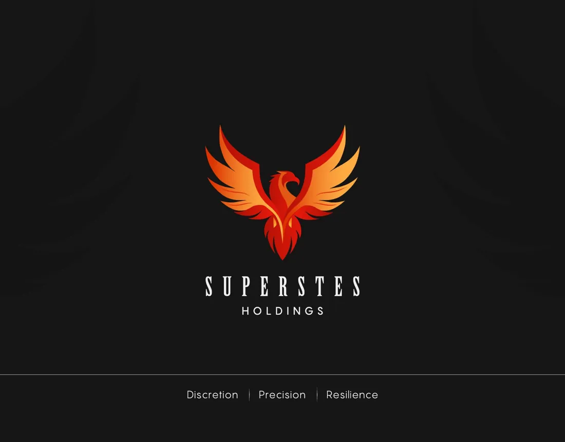 Cover of the Superstes Holdings brand guidelines with the phoenix logo